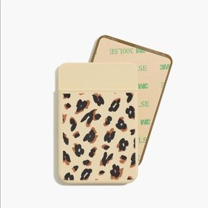 Madewell Silicone Stick-on Phone Wallet- Alabaster/leopard print NWT